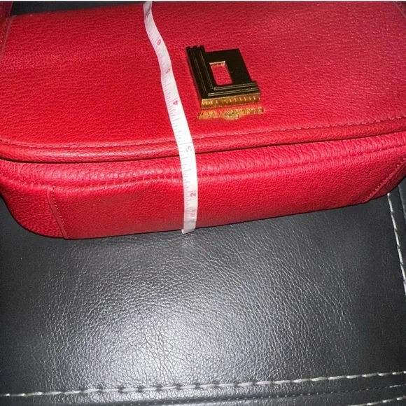 Karl Lagerfeld Red Leather Shoulder Baguette with Gold Hardware - Picture 8 of 9
